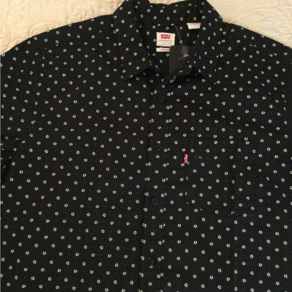 Men's Black and White Patterned Shirt - Picture 3 of 6